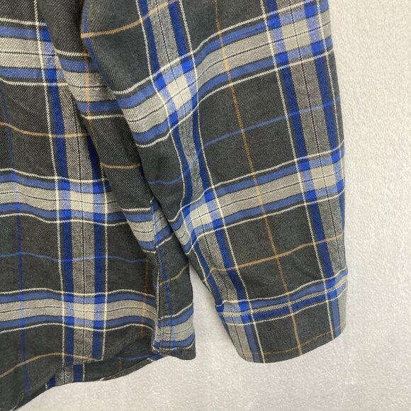 Eddie Bauer Relaxed Fit Flannel Shirt Mens Large Blue Gray Plaid Button Up Cabin - Picture 8 of 15